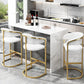 Glam Restaurant Leather Stool Matte Finish Metal Footrest Barstool