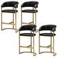 Glam Restaurant Leather Stool Matte Finish Metal Footrest Barstool