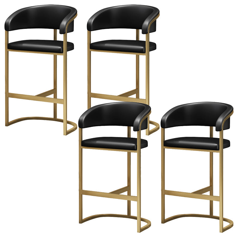 Glam Restaurant Leather Stool Matte Finish Metal Footrest Barstool