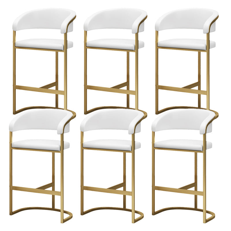 Glam Restaurant Leather Stool Matte Finish Metal Footrest Barstool