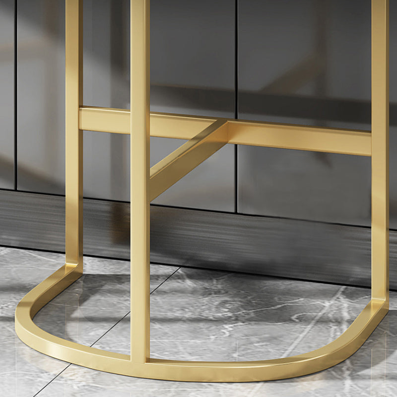 Glam Restaurant Leather Stool Matte Finish Metal Footrest Barstool