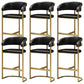 Glam Restaurant Leather Stool Matte Finish Metal Footrest Barstool