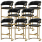 Glam Restaurant Leather Stool Matte Finish Metal Footrest Barstool