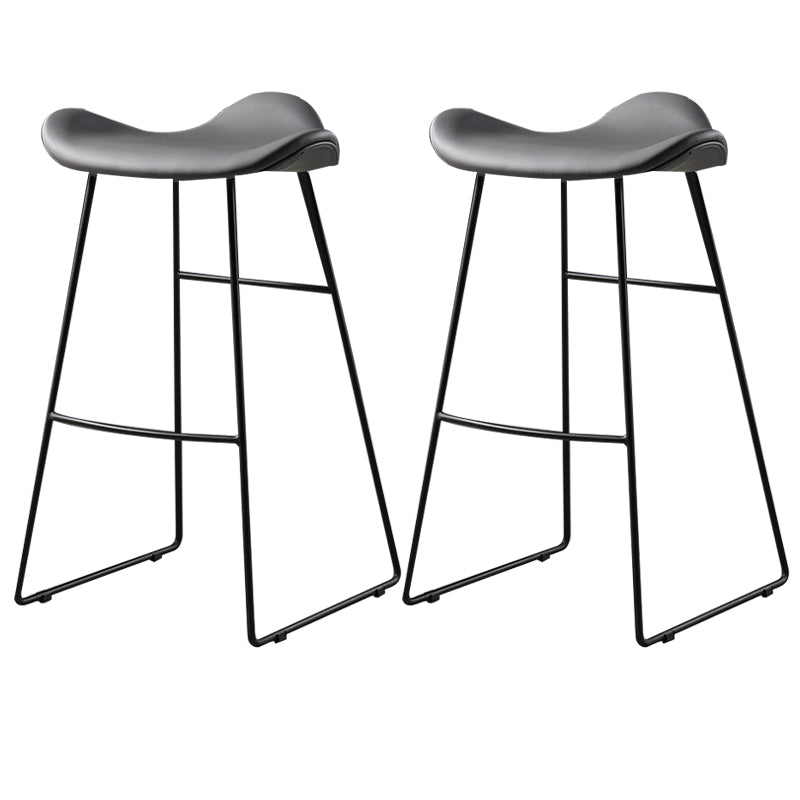 Contemporary Armless Backless Counter Stool Iron Bar Stool with Footrest Grey 2 Piece Set Clearhalo 'Bar Furniture' 'Bar Stools' 'bar_stools' 'furn' 'furn_bar_stools' 'Furniture' 'Kitchen & Dining Furniture' 6095293