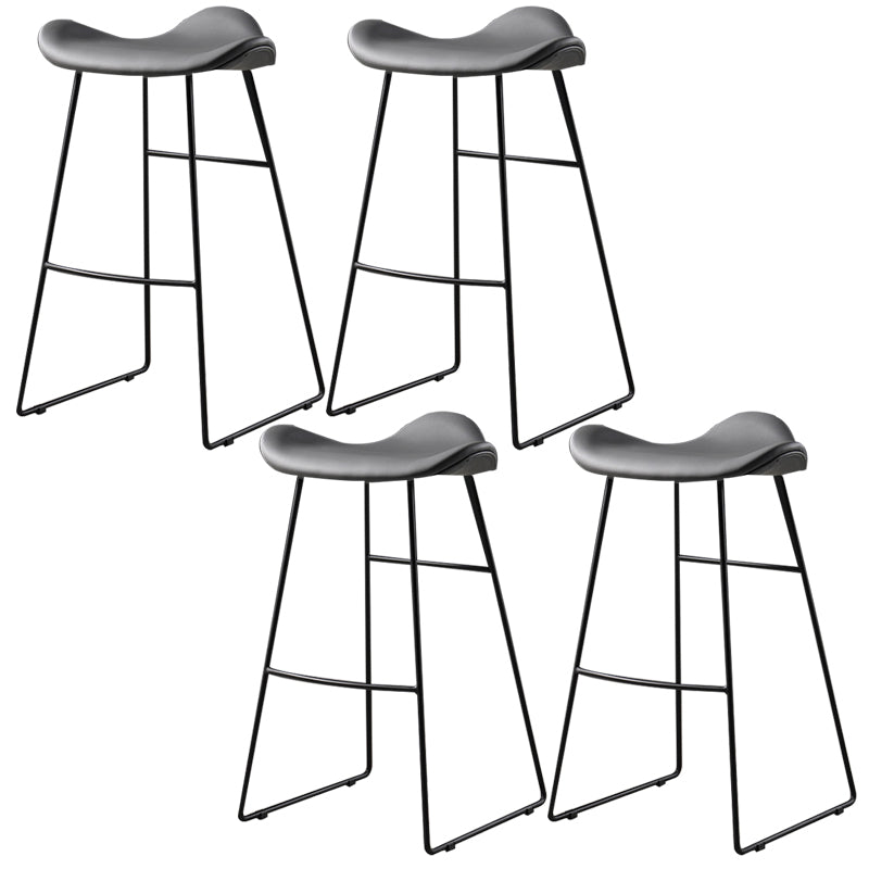 Contemporary Armless Backless Counter Stool Iron Bar Stool with Footrest Grey 4 Piece Set Clearhalo 'Bar Furniture' 'Bar Stools' 'bar_stools' 'furn' 'furn_bar_stools' 'Furniture' 'Kitchen & Dining Furniture' 6095303