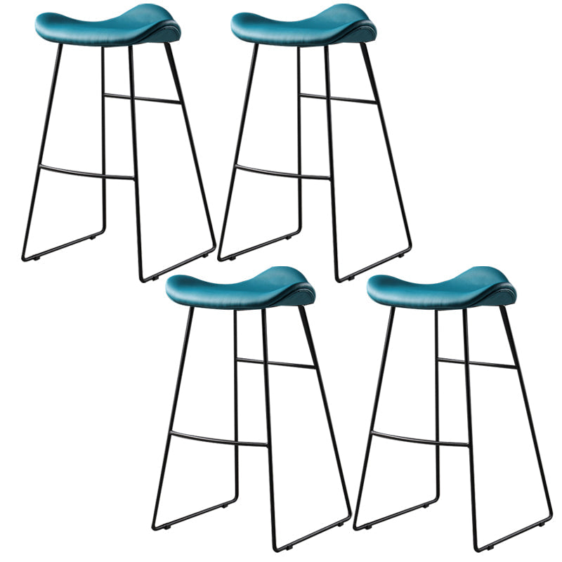 Contemporary Armless Backless Counter Stool Iron Bar Stool with Footrest Blue 4 Piece Set Clearhalo 'Bar Furniture' 'Bar Stools' 'bar_stools' 'furn' 'furn_bar_stools' 'Furniture' 'Kitchen & Dining Furniture' 6095305
