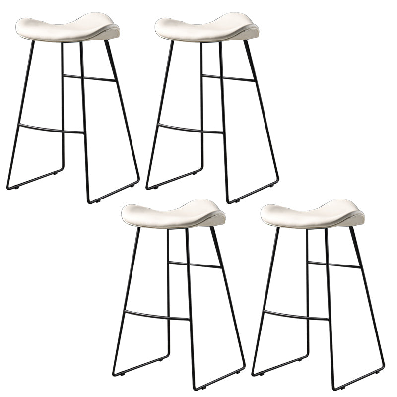 Contemporary Armless Backless Counter Stool Iron Bar Stool with Footrest Off-White 4 Piece Set Clearhalo 'Bar Furniture' 'Bar Stools' 'bar_stools' 'furn' 'furn_bar_stools' 'Furniture' 'Kitchen & Dining Furniture' 6095306