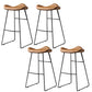 Contemporary Armless Backless Counter Stool Iron Bar Stool with Footrest Light Brown 4 Piece Set Clearhalo 'Bar Furniture' 'Bar Stools' 'bar_stools' 'furn' 'furn_bar_stools' 'Furniture' 'Kitchen & Dining Furniture' 6095308