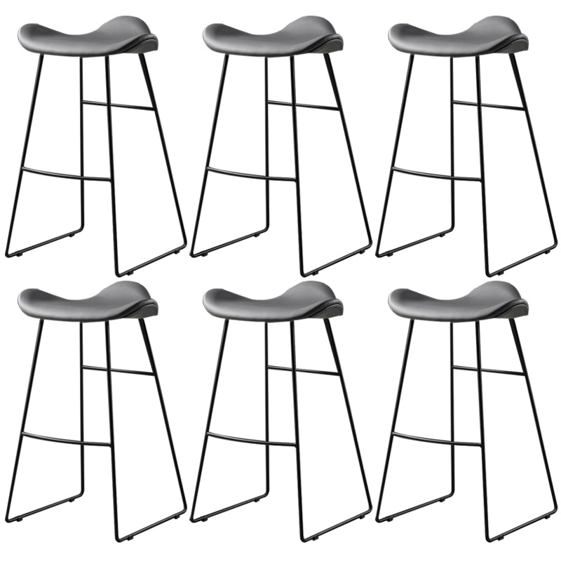 Contemporary Armless Backless Counter Stool Iron Bar Stool with Footrest Grey 6 Piece Set Clearhalo 'Bar Furniture' 'Bar Stools' 'bar_stools' 'furn' 'furn_bar_stools' 'Furniture' 'Kitchen & Dining Furniture' 6095309