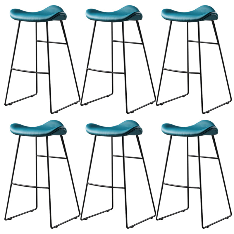 Contemporary Armless Backless Counter Stool Iron Bar Stool with Footrest Blue 6 Piece Set Clearhalo 'Bar Furniture' 'Bar Stools' 'bar_stools' 'furn' 'furn_bar_stools' 'Furniture' 'Kitchen & Dining Furniture' 6095310