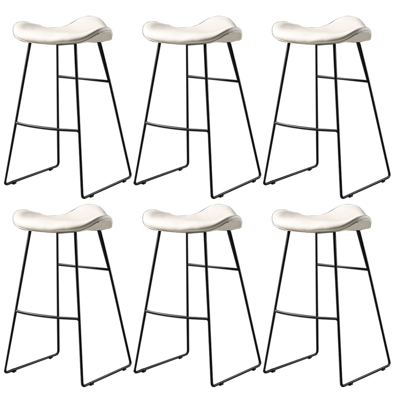 Contemporary Armless Backless Counter Stool Iron Bar Stool with Footrest Off-White 6 Piece Set Clearhalo 'Bar Furniture' 'Bar Stools' 'bar_stools' 'furn' 'furn_bar_stools' 'Furniture' 'Kitchen & Dining Furniture' 6095311