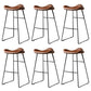 Contemporary Armless Backless Counter Stool Iron Bar Stool with Footrest Dark Brown 6 Piece Set Clearhalo 'Bar Furniture' 'Bar Stools' 'bar_stools' 'furn' 'furn_bar_stools' 'Furniture' 'Kitchen & Dining Furniture' 6095312