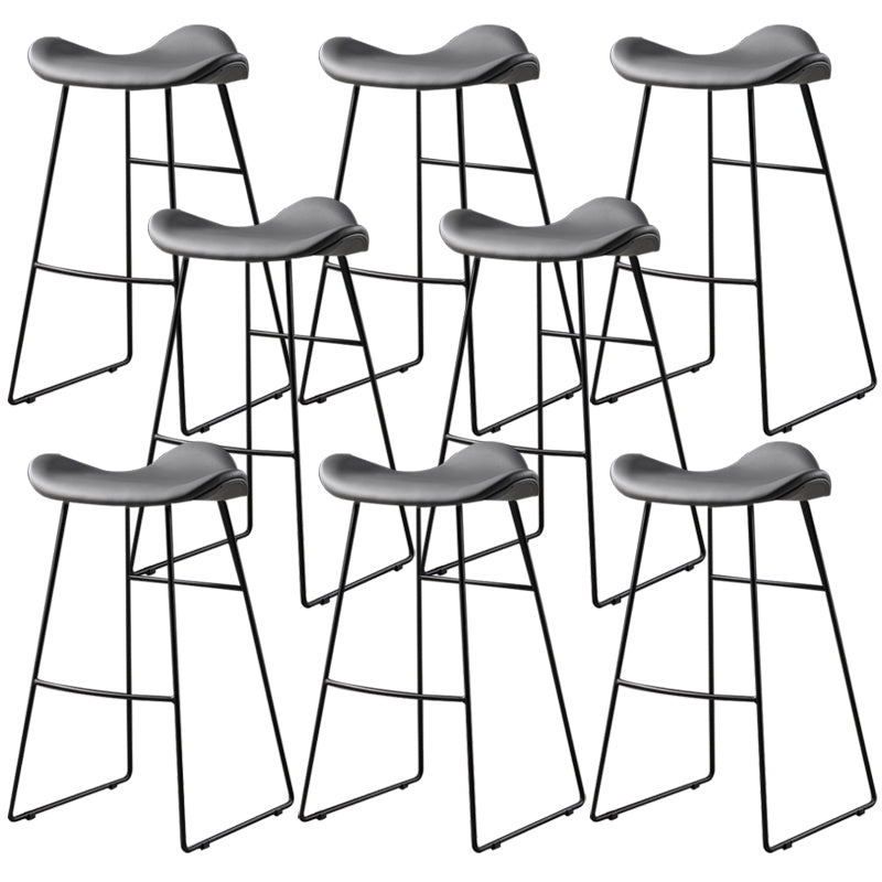 Contemporary Armless Backless Counter Stool Iron Bar Stool with Footrest Grey 8 Piece Set Clearhalo 'Bar Furniture' 'Bar Stools' 'bar_stools' 'furn' 'furn_bar_stools' 'Furniture' 'Kitchen & Dining Furniture' 6095314