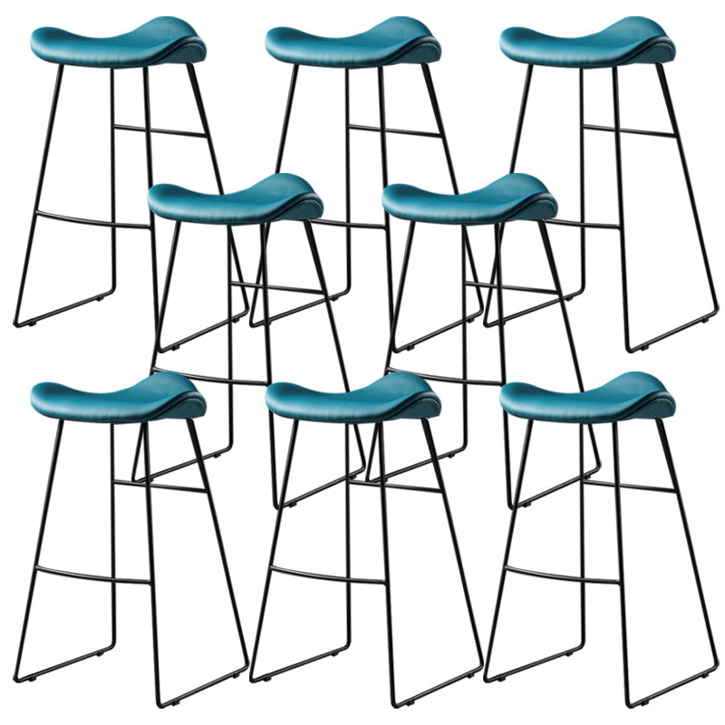 Contemporary Armless Backless Counter Stool Iron Bar Stool with Footrest Blue 8 Piece Set Clearhalo 'Bar Furniture' 'Bar Stools' 'bar_stools' 'furn' 'furn_bar_stools' 'Furniture' 'Kitchen & Dining Furniture' 6095315