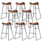 Contemporary Armless Backless Counter Stool Iron Bar Stool with Footrest Dark Brown 8 Piece Set Clearhalo 'Bar Furniture' 'Bar Stools' 'bar_stools' 'furn' 'furn_bar_stools' 'Furniture' 'Kitchen & Dining Furniture' 6095317