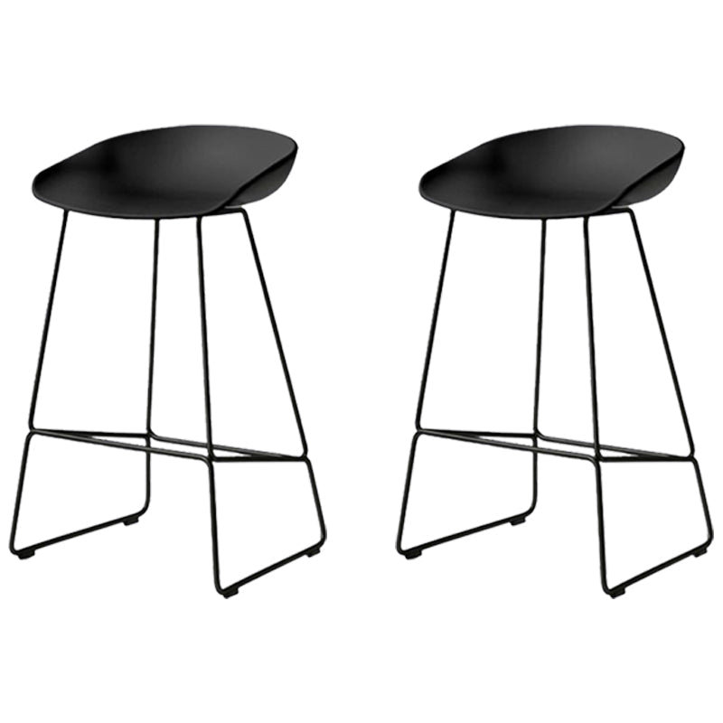 Modern Armless Counter Stool Iron Cafe Bar Stool with Seat and Pedal Purple-Black 2 Piece Set Clearhalo 'Bar Furniture' 'Bar Stools' 'bar_stools' 'furn' 'furn_bar_stools' 'Furniture' 'Kitchen & Dining Furniture' 6095331