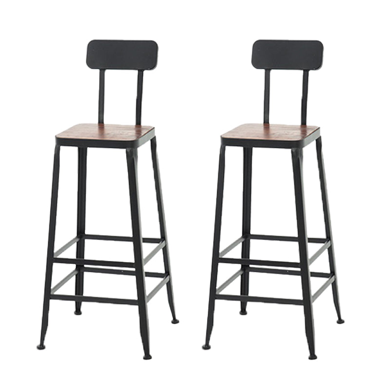 Modern Armless Counter Stool Iron Cafe Bar Stool with Seat and Pedal Dark Brown 2 Piece Set Clearhalo 'Bar Furniture' 'Bar Stools' 'bar_stools' 'furn' 'furn_bar_stools' 'Furniture' 'Kitchen & Dining Furniture' 6095333