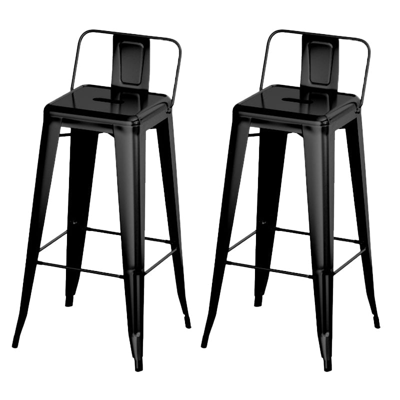 Modern Armless Counter Stool Iron Cafe Bar Stool with Seat and Pedal Gloss Black 2 Piece Set Clearhalo 'Bar Furniture' 'Bar Stools' 'bar_stools' 'furn' 'furn_bar_stools' 'Furniture' 'Kitchen & Dining Furniture' 6095334