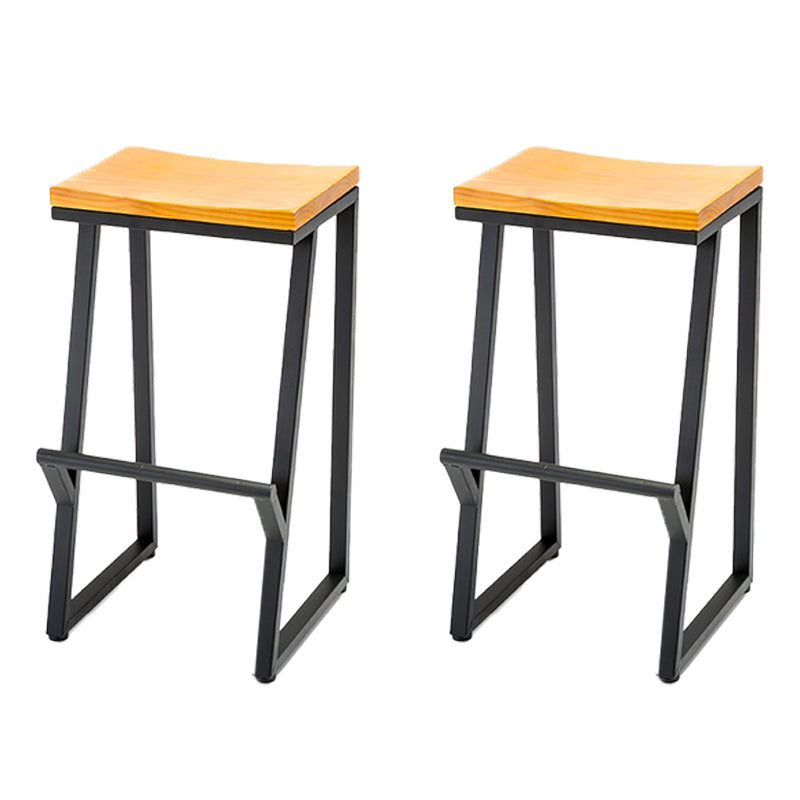 Modern Armless Counter Stool Iron Cafe Bar Stool with Seat and Pedal Natural 2 Piece Set Clearhalo 'Bar Furniture' 'Bar Stools' 'bar_stools' 'furn' 'furn_bar_stools' 'Furniture' 'Kitchen & Dining Furniture' 6095335