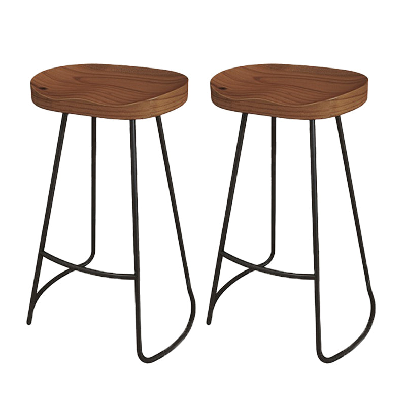 Modern Armless Counter Stool Iron Cafe Bar Stool with Seat and Pedal Red Brown 2 Piece Set Clearhalo 'Bar Furniture' 'Bar Stools' 'bar_stools' 'furn' 'furn_bar_stools' 'Furniture' 'Kitchen & Dining Furniture' 6095336