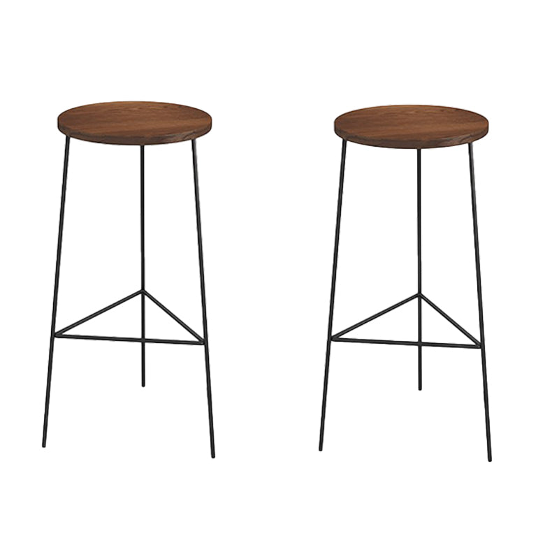 Modern Armless Counter Stool Iron Cafe Bar Stool with Seat and Pedal Brown 2 Piece Set Clearhalo 'Bar Furniture' 'Bar Stools' 'bar_stools' 'furn' 'furn_bar_stools' 'Furniture' 'Kitchen & Dining Furniture' 6095339