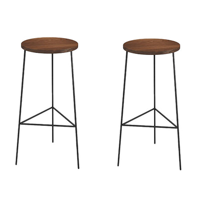 Modern Armless Counter Stool Iron Cafe Bar Stool with Seat and Pedal Brown 2 Piece Set Clearhalo 'Bar Furniture' 'Bar Stools' 'bar_stools' 'furn' 'furn_bar_stools' 'Furniture' 'Kitchen & Dining Furniture' 6095339