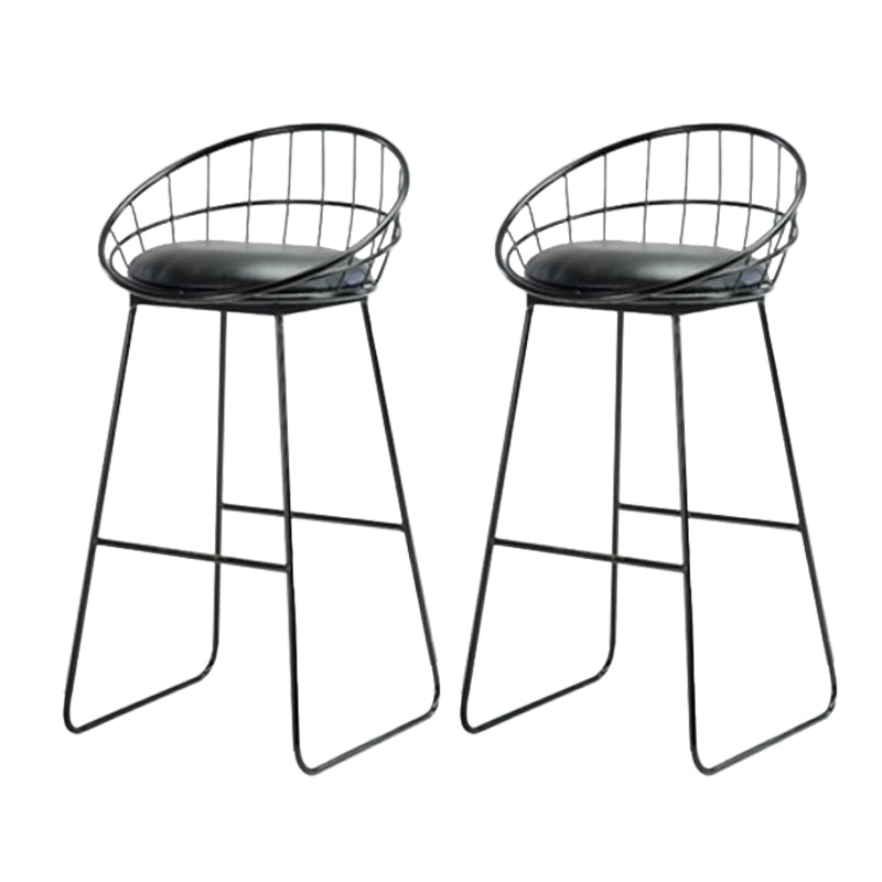 Modern Armless Counter Stool Iron Cafe Bar Stool with Seat and Pedal Textured Black 2 Piece Set Clearhalo 'Bar Furniture' 'Bar Stools' 'bar_stools' 'furn' 'furn_bar_stools' 'Furniture' 'Kitchen & Dining Furniture' 6095340