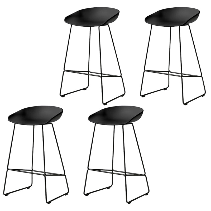 Modern Armless Counter Stool Iron Cafe Bar Stool with Seat and Pedal Purple-Black 4 Piece Set Clearhalo 'Bar Furniture' 'Bar Stools' 'bar_stools' 'furn' 'furn_bar_stools' 'Furniture' 'Kitchen & Dining Furniture' 6095341