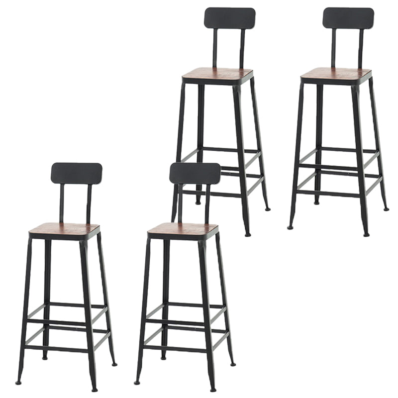 Modern Armless Counter Stool Iron Cafe Bar Stool with Seat and Pedal Dark Brown 4 Piece Set Clearhalo 'Bar Furniture' 'Bar Stools' 'bar_stools' 'furn' 'furn_bar_stools' 'Furniture' 'Kitchen & Dining Furniture' 6095343