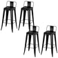 Modern Armless Counter Stool Iron Cafe Bar Stool with Seat and Pedal Gloss Black 4 Piece Set Clearhalo 'Bar Furniture' 'Bar Stools' 'bar_stools' 'furn' 'furn_bar_stools' 'Furniture' 'Kitchen & Dining Furniture' 6095344