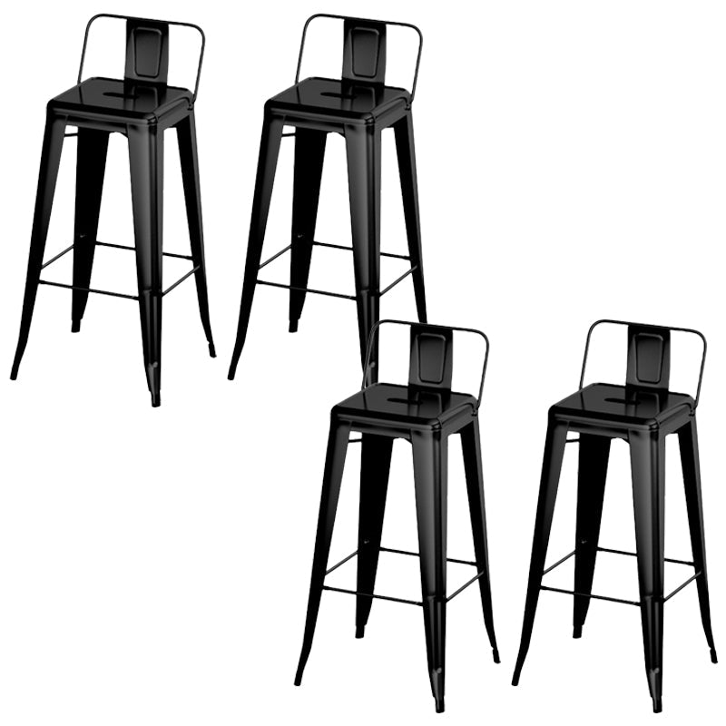 Modern Armless Counter Stool Iron Cafe Bar Stool with Seat and Pedal Gloss Black 4 Piece Set Clearhalo 'Bar Furniture' 'Bar Stools' 'bar_stools' 'furn' 'furn_bar_stools' 'Furniture' 'Kitchen & Dining Furniture' 6095344