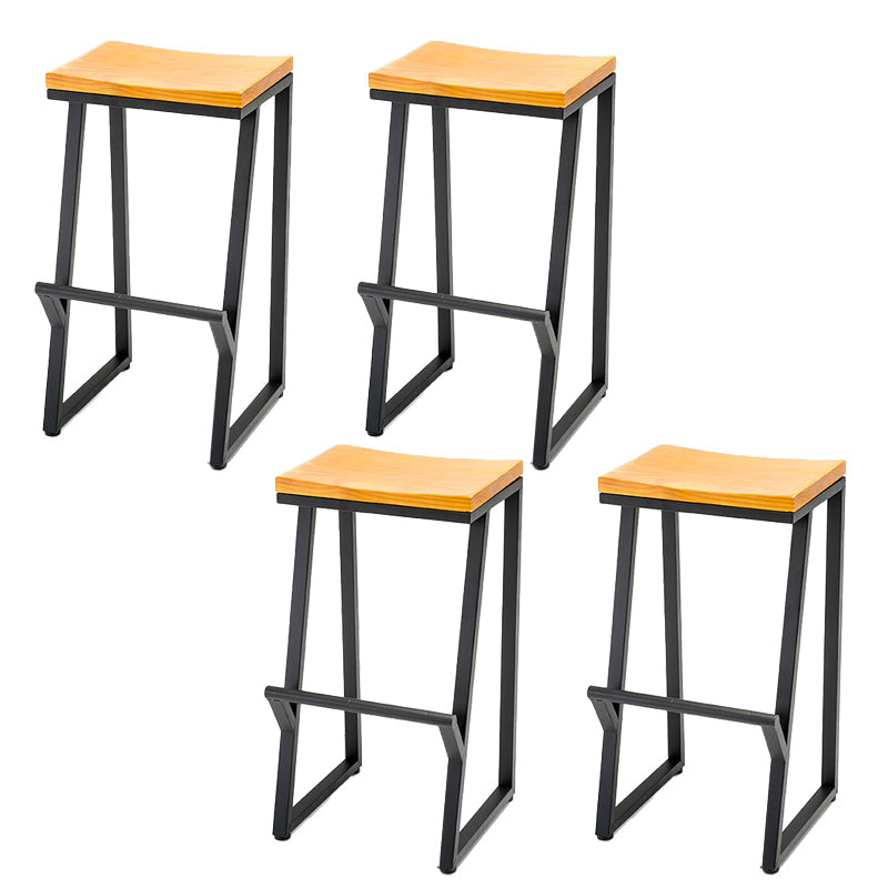 Modern Armless Counter Stool Iron Cafe Bar Stool with Seat and Pedal Natural 4 Piece Set Clearhalo 'Bar Furniture' 'Bar Stools' 'bar_stools' 'furn' 'furn_bar_stools' 'Furniture' 'Kitchen & Dining Furniture' 6095345