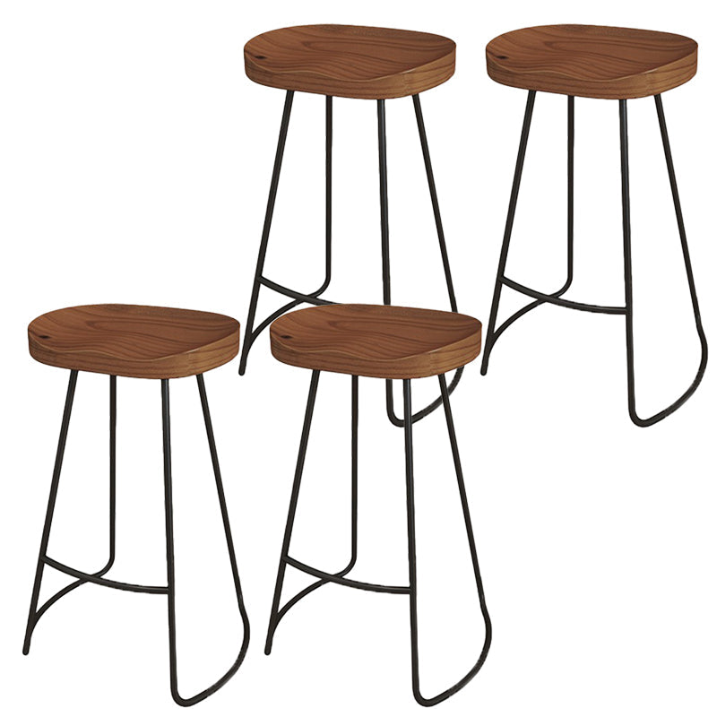 Modern Armless Counter Stool Iron Cafe Bar Stool with Seat and Pedal Red Brown 4 Piece Set Clearhalo 'Bar Furniture' 'Bar Stools' 'bar_stools' 'furn' 'furn_bar_stools' 'Furniture' 'Kitchen & Dining Furniture' 6095346