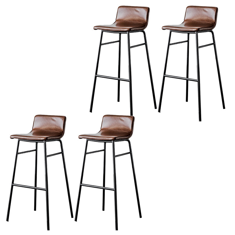 Modern Armless Counter Stool Iron Cafe Bar Stool with Seat and Pedal Black 4 Piece Set Clearhalo 'Bar Furniture' 'Bar Stools' 'bar_stools' 'furn' 'furn_bar_stools' 'Furniture' 'Kitchen & Dining Furniture' 6095347