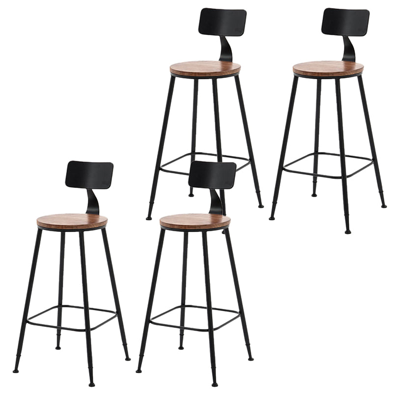 Modern Armless Counter Stool Iron Cafe Bar Stool with Seat and Pedal Light Brown 4 Piece Set Clearhalo 'Bar Furniture' 'Bar Stools' 'bar_stools' 'furn' 'furn_bar_stools' 'Furniture' 'Kitchen & Dining Furniture' 6095348