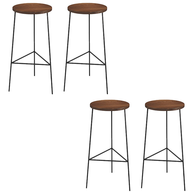 Modern Armless Counter Stool Iron Cafe Bar Stool with Seat and Pedal Brown 4 Piece Set Clearhalo 'Bar Furniture' 'Bar Stools' 'bar_stools' 'furn' 'furn_bar_stools' 'Furniture' 'Kitchen & Dining Furniture' 6095349