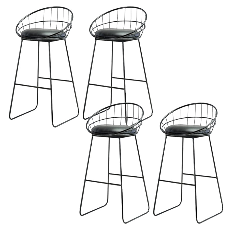 Modern Armless Counter Stool Iron Cafe Bar Stool with Seat and Pedal Textured Black 4 Piece Set Clearhalo 'Bar Furniture' 'Bar Stools' 'bar_stools' 'furn' 'furn_bar_stools' 'Furniture' 'Kitchen & Dining Furniture' 6095350