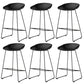 Modern Armless Counter Stool Iron Cafe Bar Stool with Seat and Pedal Purple-Black 6 Piece Set Clearhalo 'Bar Furniture' 'Bar Stools' 'bar_stools' 'furn' 'furn_bar_stools' 'Furniture' 'Kitchen & Dining Furniture' 6095351