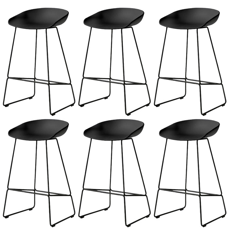 Modern Armless Counter Stool Iron Cafe Bar Stool with Seat and Pedal Purple-Black 6 Piece Set Clearhalo 'Bar Furniture' 'Bar Stools' 'bar_stools' 'furn' 'furn_bar_stools' 'Furniture' 'Kitchen & Dining Furniture' 6095351