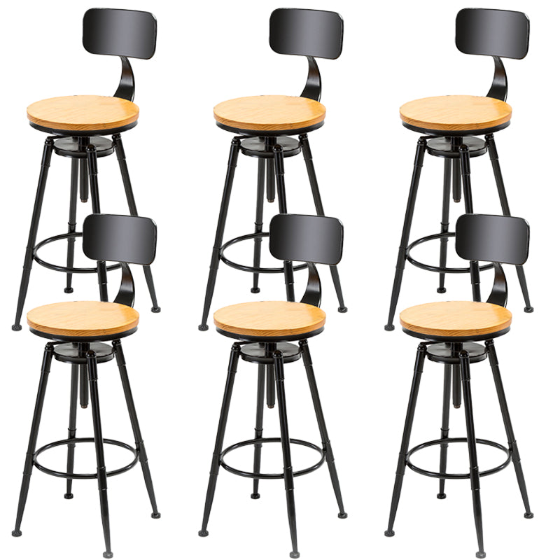 Modern Armless Counter Stool Iron Cafe Bar Stool with Seat and Pedal Matte Black 6 Piece Set Clearhalo 'Bar Furniture' 'Bar Stools' 'bar_stools' 'furn' 'furn_bar_stools' 'Furniture' 'Kitchen & Dining Furniture' 6095352
