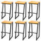 Modern Armless Counter Stool Iron Cafe Bar Stool with Seat and Pedal Natural 6 Piece Set Clearhalo 'Bar Furniture' 'Bar Stools' 'bar_stools' 'furn' 'furn_bar_stools' 'Furniture' 'Kitchen & Dining Furniture' 6095355