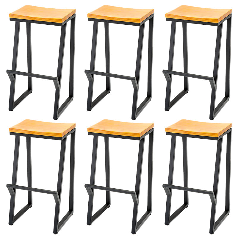 Modern Armless Counter Stool Iron Cafe Bar Stool with Seat and Pedal Natural 6 Piece Set Clearhalo 'Bar Furniture' 'Bar Stools' 'bar_stools' 'furn' 'furn_bar_stools' 'Furniture' 'Kitchen & Dining Furniture' 6095355