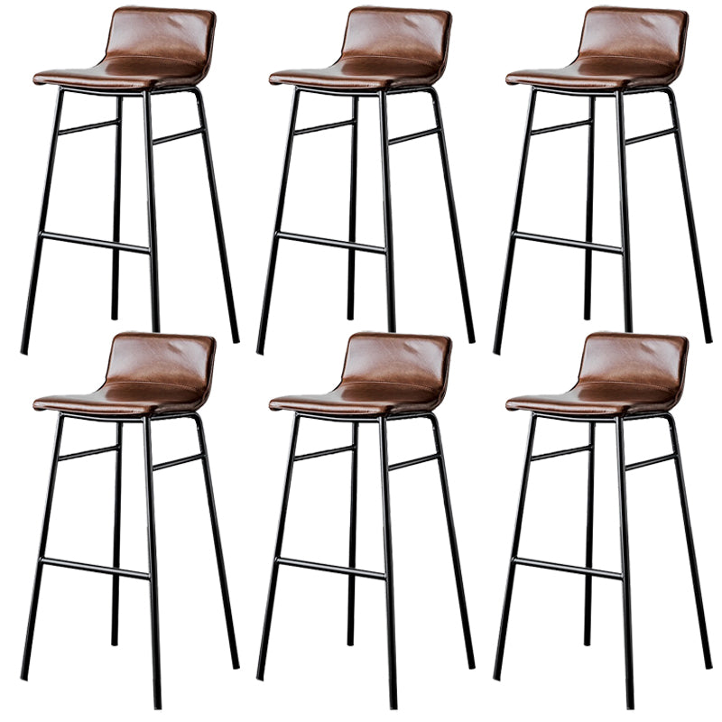 Modern Armless Counter Stool Iron Cafe Bar Stool with Seat and Pedal Black 6 Piece Set Clearhalo 'Bar Furniture' 'Bar Stools' 'bar_stools' 'furn' 'furn_bar_stools' 'Furniture' 'Kitchen & Dining Furniture' 6095357