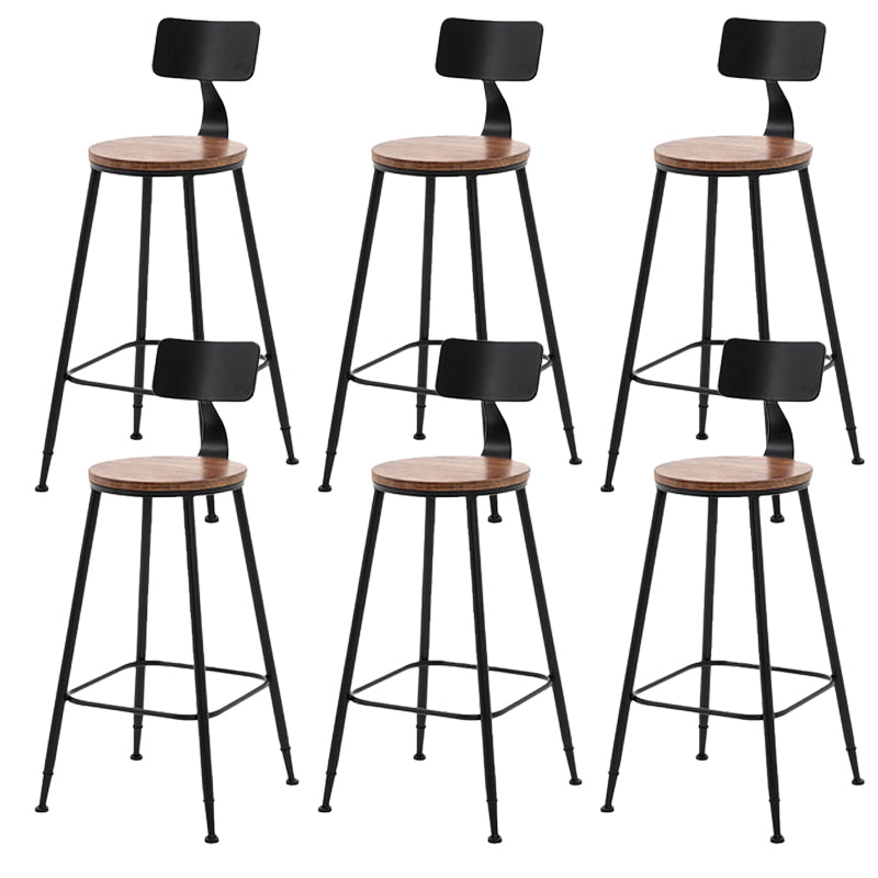 Modern Armless Counter Stool Iron Cafe Bar Stool with Seat and Pedal Light Brown 6 Piece Set Clearhalo 'Bar Furniture' 'Bar Stools' 'bar_stools' 'furn' 'furn_bar_stools' 'Furniture' 'Kitchen & Dining Furniture' 6095358