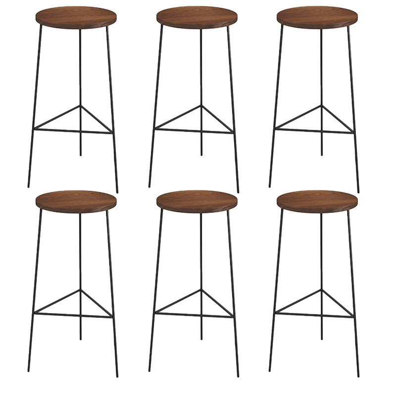 Modern Armless Counter Stool Iron Cafe Bar Stool with Seat and Pedal Brown 6 Piece Set Clearhalo 'Bar Furniture' 'Bar Stools' 'bar_stools' 'furn' 'furn_bar_stools' 'Furniture' 'Kitchen & Dining Furniture' 6095359