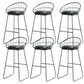Modern Armless Counter Stool Iron Cafe Bar Stool with Seat and Pedal Textured Black 6 Piece Set Clearhalo 'Bar Furniture' 'Bar Stools' 'bar_stools' 'furn' 'furn_bar_stools' 'Furniture' 'Kitchen & Dining Furniture' 6095360
