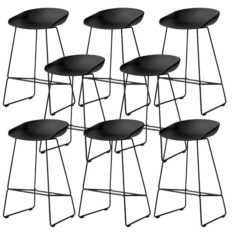 Modern Armless Counter Stool Iron Cafe Bar Stool with Seat and Pedal Purple-Black 8 Piece Set Clearhalo 'Bar Furniture' 'Bar Stools' 'bar_stools' 'furn' 'furn_bar_stools' 'Furniture' 'Kitchen & Dining Furniture' 6095361