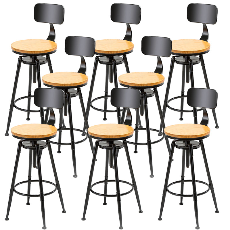 Modern Armless Counter Stool Iron Cafe Bar Stool with Seat and Pedal Matte Black 8 Piece Set Clearhalo 'Bar Furniture' 'Bar Stools' 'bar_stools' 'furn' 'furn_bar_stools' 'Furniture' 'Kitchen & Dining Furniture' 6095362