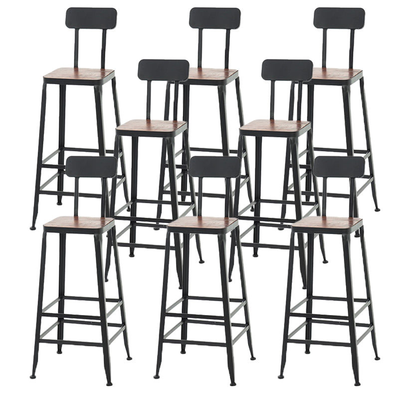 Modern Armless Counter Stool Iron Cafe Bar Stool with Seat and Pedal Dark Brown 8 Piece Set Clearhalo 'Bar Furniture' 'Bar Stools' 'bar_stools' 'furn' 'furn_bar_stools' 'Furniture' 'Kitchen & Dining Furniture' 6095363