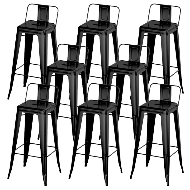 Modern Armless Counter Stool Iron Cafe Bar Stool with Seat and Pedal Gloss Black 8 Piece Set Clearhalo 'Bar Furniture' 'Bar Stools' 'bar_stools' 'furn' 'furn_bar_stools' 'Furniture' 'Kitchen & Dining Furniture' 6095364